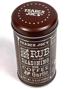 Trader Joe's BBQ Reiben und Würzen mit Kaffee & Knoblauch 3,5 Unzen Blechshaker LTD - Bild 1 von 5