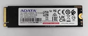 ADATA 512GB SSD M.2 2280 LEGEND 700 PCIe NVMe ALEG-700-512GB (OEM) - Picture 1 of 2
