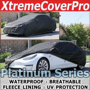 2018 2019 2020 2021 2022 TESLA MODEL 3 WATERPROOF CAR COVER W/MIRRORPOCKET BLACK - Picture 1 of 11