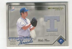2003 Donruss Timber and Threads #26 Hideo Nomo Jersey /300