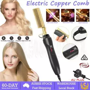 Electric Hair Beard Straightener Curler Hot Styling Comb Iron Fast Heated Brush - Picture 1 of 12