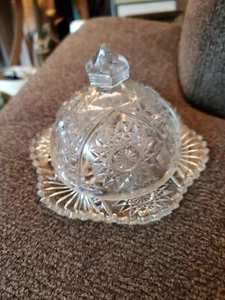 Vintage Antique Indiana Glass Oval Star Child’s Toy Butter Dish & Cover 5 In - Picture 1 of 6