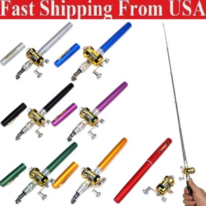 Mini Aluminium Alloy Lure Telescopic Fishing Rod Pole Reel Combo Portable - Picture 1 of 17