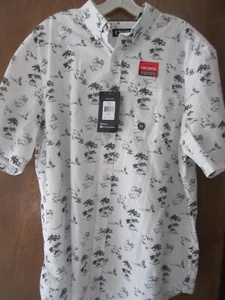 NEW MENS CHAPS ULTIMATE TEMP CONTROL SHORT SLEEVE SHIRT TROPICAL TREES WHITE XL - Picture 1 of 9