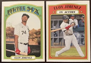 (2) CARDS 2021 TOPPS HERITAGE ELOY JIMENEZ BASE IN ACTION #191 #192 WHITE SOX - Picture 1 of 2