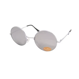 Retro 90s Silver John Lennon Sunglasses MIrrored Round Lens Steampunk UV400 BNWT - Picture 1 of 1