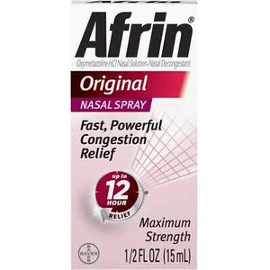 Afrin Original Maximum Strength Nasal Spray 15ml 12 HR Congestion Relief NEW - Picture 1 of 6