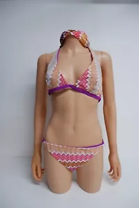 Bikini tejido de 3 piezas y diadema a juego Missoni talla 46 Reino Unido 12-14 - Imagen 1 de 12