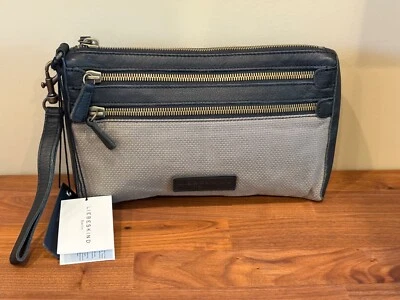 LIEBESKIND Berlin Avril B Gris Negro Lona Cuero Bolso sin asas Bolso de mano Nuevo con etiquetas Foto 1 de 4