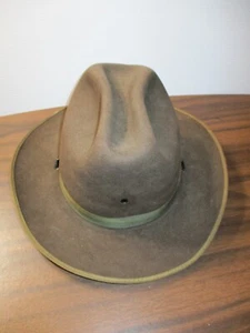 Vintage Beaver Brand 100% Beaver Hats Fur Greenish /Brownish Fedora Hat 6 ( 3-4) - Picture 1 of 10