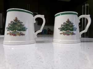 SPODE CHRISTMAS TREE LOT OF 2 TANKARD STEIN MUGS - Picture 1 of 4