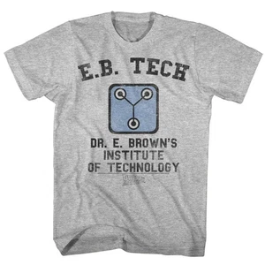 Back To The Future - EB Tech - American Classics - Heather Gray Adult Short Slee - Picture 1 of 3