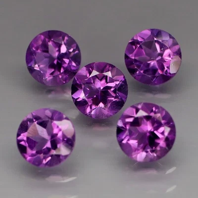 Redondo 7 mm. Real 100% Natural Amatista Bolivia Ninguno Tratamiento 5 Piezas/5.77Ct. Foto 1 de 4