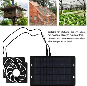 10W Solar Panel Powered Fan Mini Ventilator For Greenhouse Pet/Dog Chicken House - Picture 1 of 11