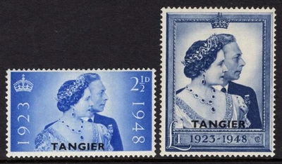 JUEGO DE BODA DE PLATA TÁNGER 1948, SG 255/256, NUEVO COMO NUEVO, CAT 20,50 £ Foto 1 de 2