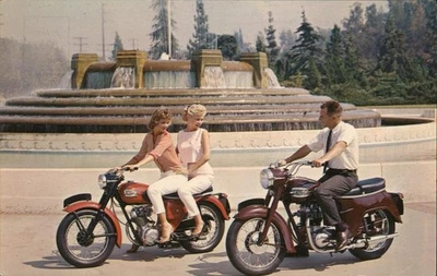 Tarjeta postal vintage cromada PC Triumph Tiger Cub Typecraft Inc. para motocicleta Foto 1 de 2