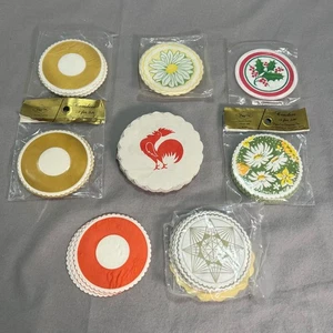 Vintage Paper Coasters Lot Wax Back Retro Flowers Rooster Scalloped 80+ - Picture 1 of 8