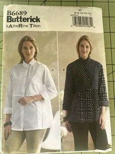 Blusa túnica camisa Butterick patrón de costura B6689 Miss talla 6-14 diseñador sin cortar - Imagen 1 de 5