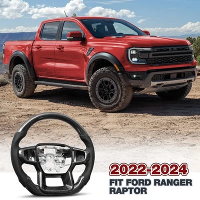 Real Carbon Fiber & Leather Steering Wheel Fit Ford Ranger Raptor 2022-2024 - Bild 1 von 4