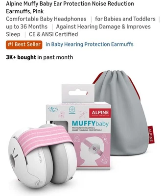 Orejeras Alpine Muffy Baby Protección Auditiva 0-36 Meses-Rosa-NUEVAS EN ORIG OPBX Foto 1 de 4
