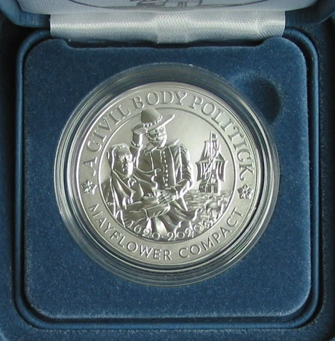 2020 Mayflower 400th Anniversary Silver Reverse Proof Medal w/ box & COA 1 oz Cover