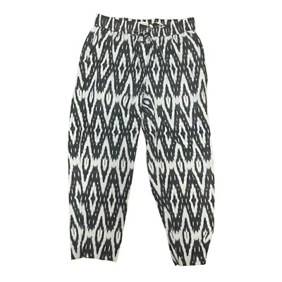 J. Pantalones Crew Mezcla de Lino Cordón Mujer Talla 4 Pull On Gris Oscuro Estampado Ikat Foto 1 de 4