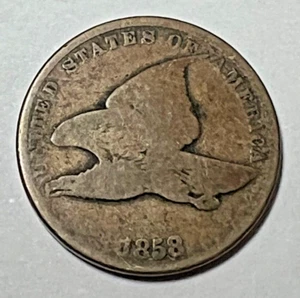1858 Flying Eagle Cent - Scarcer Early U.S. Type Coin - Circulated. - Picture 1 of 8