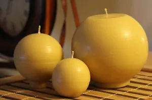 Handmade 100% Pure Beeswax Ball Round Shape Candles 100% Cotton Wick US made - Picture 1 of 6