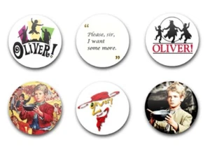 25mm 1" BUTTON BADGES x6 OLIVER - Foto 1 di 1