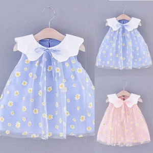 Toddler Infant Kids Baby Girls Summer Dress Daisy Floral Party Beach Tulle Dress - Picture 1 of 16
