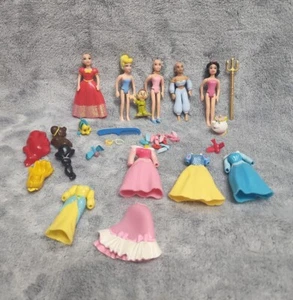 Disney Princess Polly Pocket 5 Doll lot - 39 pieces, dresses, shoes, hiar - Picture 1 of 1