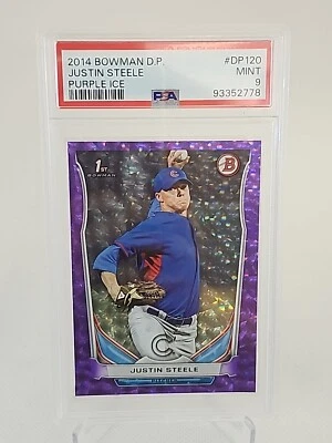 2014 Bowman D.P #DP120 Justin Steele Purple Ice 76/99 PSA 9 - Image 1 of 4