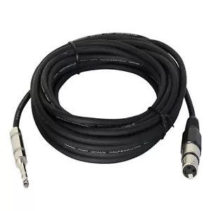 25ft XLR 6.35mm Cable Quarter Inch Stereo Male To 3-Pin XLR Audio Female Cable - Picture 1 of 14