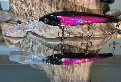 Custom Painted Rapala Gold Miner lure crankbait walleye bass Black Mamba