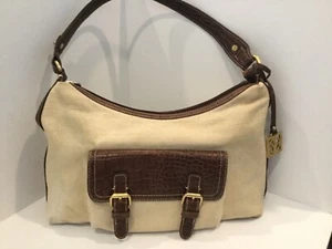 Womens Shoulder Bag Tote Hobo Brown Beige Giani Bernini H10 - Picture 1 of 8