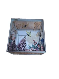 Lidded Trinket Box, Butterflies and Flowers, Square - Picture 1 of 5