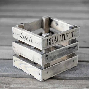 Scatola di legno vintage 14x12x12,2 cm ciotola stile country ciotola da cucina fatta a mano - Foto 1 di 1