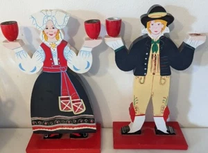 Ikea Weihnachten Holz Paar Kerzenständer Vintage 12"X6" von Imperfect Lesen - Bild 1 von 9