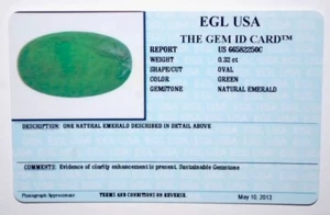 EGL USA TESTED&CERTIFIED NATURAL OVAL SHAPE EMERALD 0.32CT - Picture 1 of 5