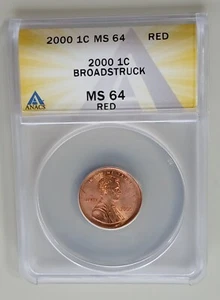 2000 Broad Strike Error Penny ANACS MS64 RED - Picture 1 of 2