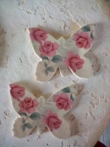 Mosaic Tiles set rose Butterfly 2 Summer Garden handmade craft chic clay G026 - Picture 1 of 2