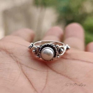 Pearl Ring 925 Sterling Silver Woman Statement Handmade Woman Ring All SizeSH262 - Picture 1 of 8
