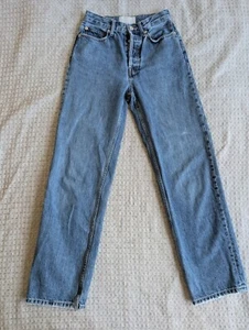 Everlane Jeans Women 23 Long Fits 24x28 Blue The 90's Way High Straight Button - Picture 1 of 13