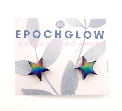 Pendientes de estrella efecto anillo hecho a mano, poste trasero de plástico de 1/2 pulgada. Foto 1 de 4