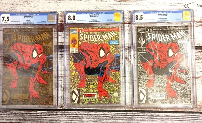 Lot of 3 Spider-Man #1's W/CGC grades. Gold 7.5, Green 8.0 and Silver 8.5. 1990. - Image 1 of 4