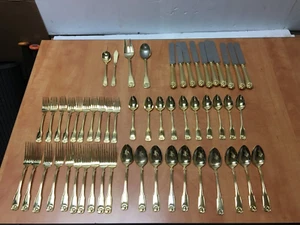 Supreme Cutlery 54 Piece Service for 10 Stainless Gold Flatware Set - Picture 1 of 12