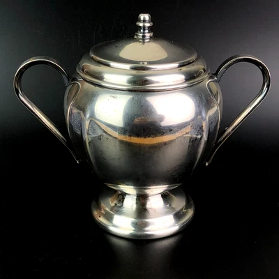 Sheffield Co Made In USA Silver Plate Double Handle Lidded Sugar - Image 1 of 4