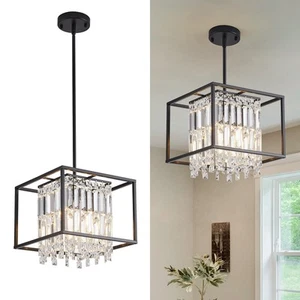 Kitchen Island Pendant Lighting,Modern Industrial Crystal Black Pendant Light... - Picture 1 of 8