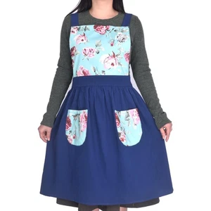 Vintage Pinafore Women Apron Dress Stylish Floral Apron with Pockets for Kitc... - Picture 1 of 5