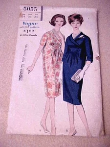Vestido de Maternidad de Colección Vogue Patrón 5055 Doble Pecho Corpiño con Cuello Chal - Imagen 1 de 4